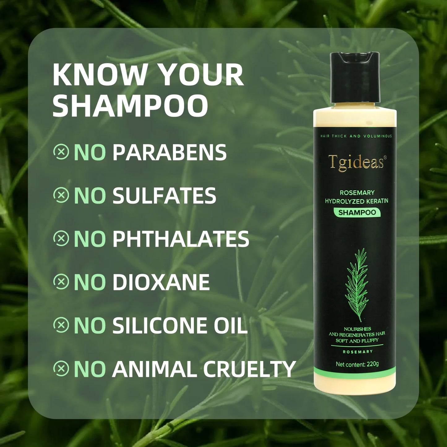 Rosemary Shampoo for Hair Growth and Anti-Dandruff Scalp Treatment - Natural Nourishing Formula