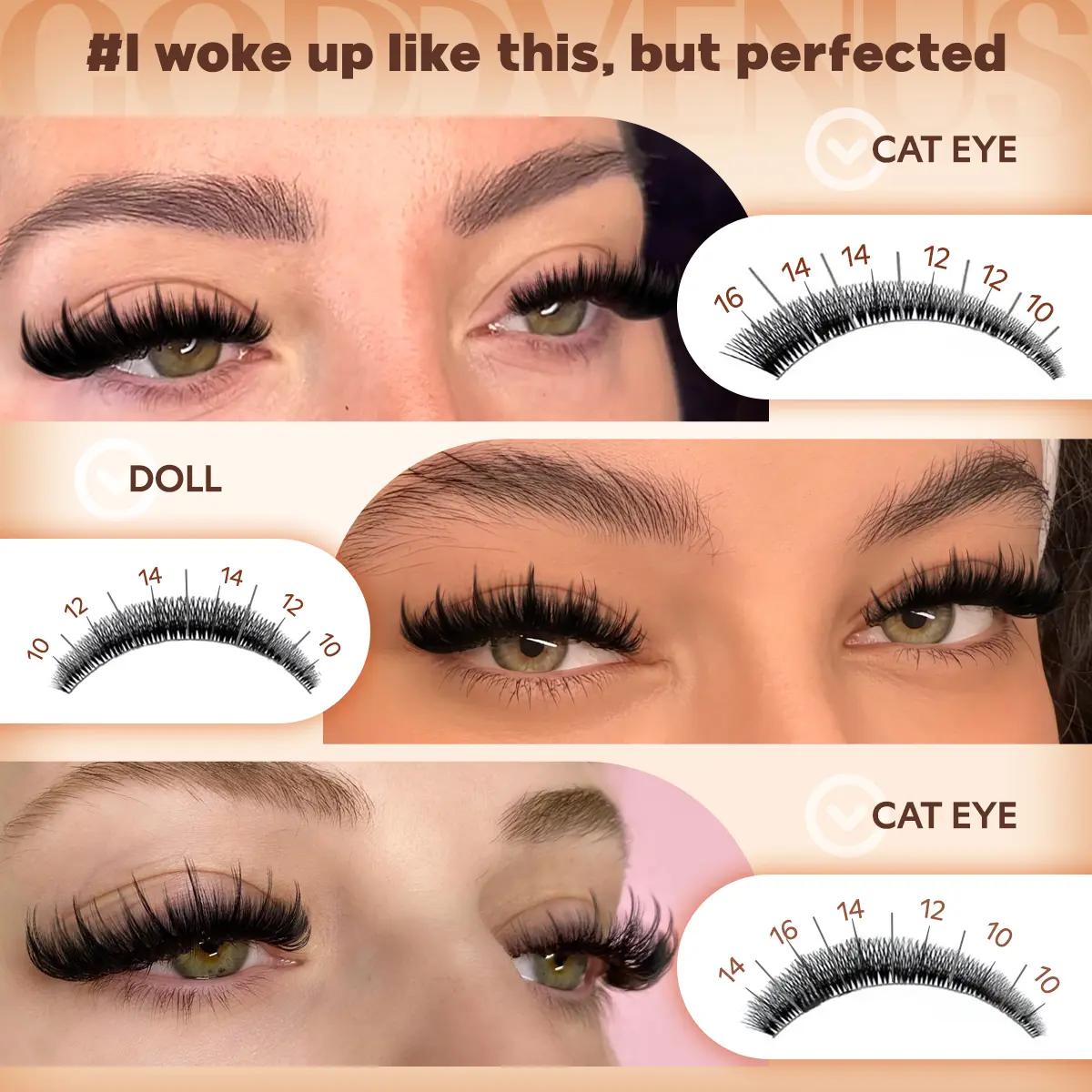 Spiky Manga Lash Clusters - Wispy Individual Eyelash Extensions, D Curve 12-18mm, 204 Pcs