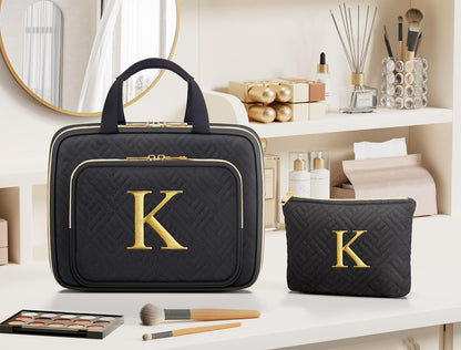 Personalized Gifts for Women, Initial Toiletry Bag Hanging Travel Organizer & Makeup Cosmetic Bag with Embroidery Letter Teacher Appreciation Gift Birthday Valentines Gifts for Mom Wife Friend Sister