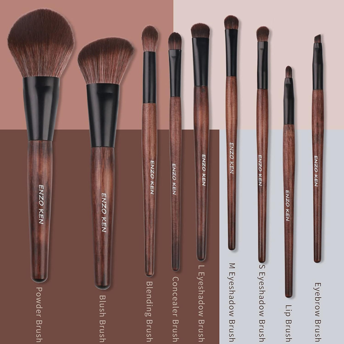 Professional Bamboo Makeup Brush Set with Natural Sable Hair and Travel Case, 7-Piece Kit