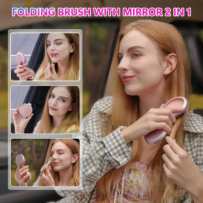 LCD Screen Cordless Hair Straightener and Curler 2 in 1, Rechargeable Negative Ionic Brush