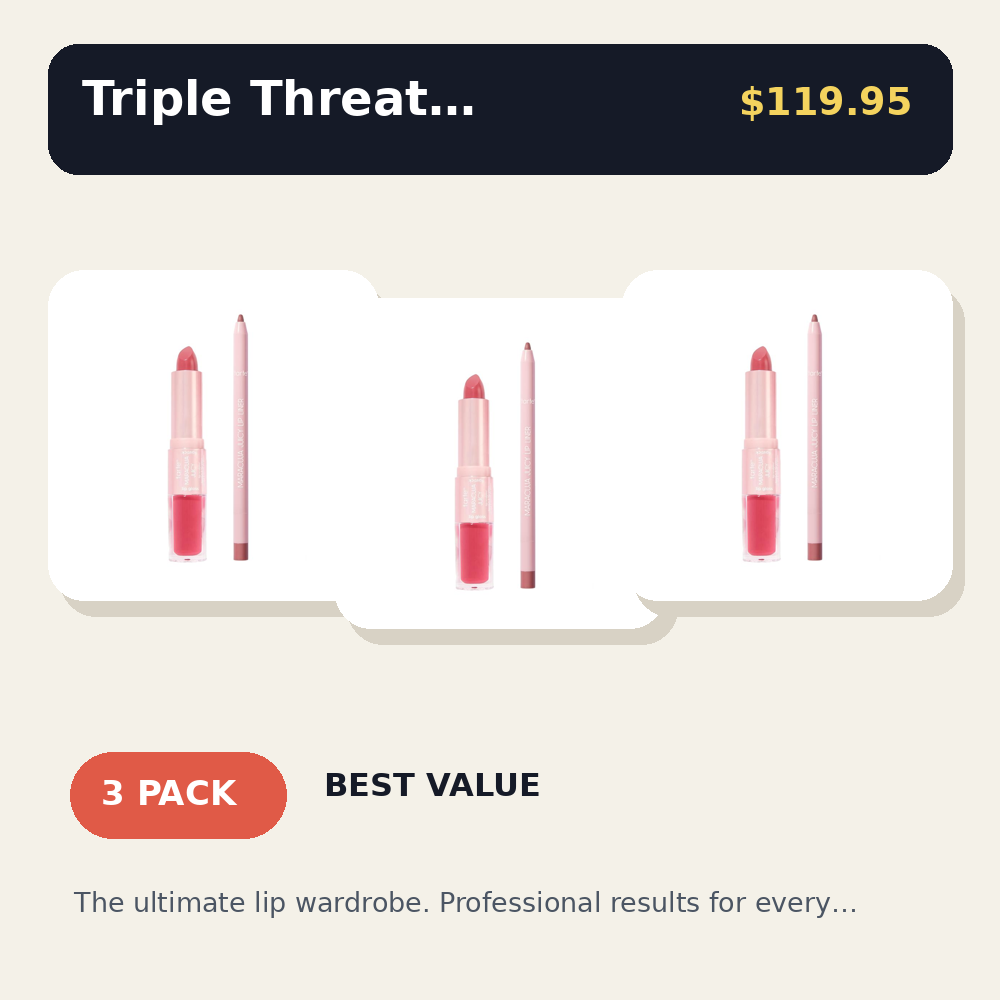 3-in-1 Lip Sculptor and Liner Combo - Lipstick, Lip Liner, and High-Shine Gloss