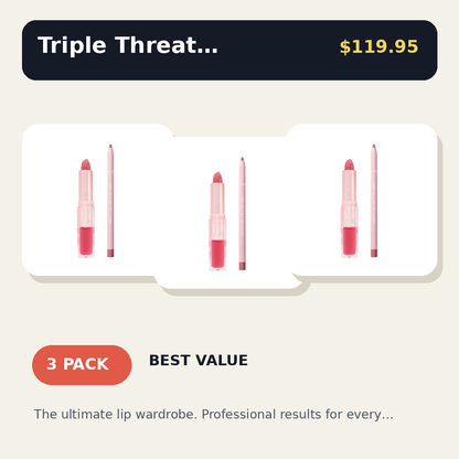 3-in-1 Lip Sculptor and Liner Combo - Lipstick, Lip Liner, and High-Shine Gloss