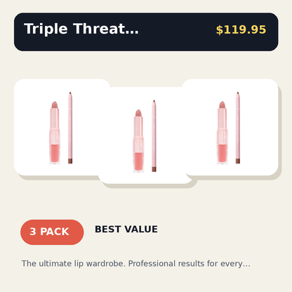 3-in-1 Lip Sculptor and Liner Combo - Lipstick, Lip Liner, and High-Shine Gloss