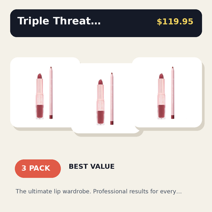 3-in-1 Lip Sculptor and Liner Combo - Lipstick, Lip Liner, and High-Shine Gloss