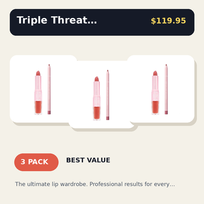 3-in-1 Lip Sculptor and Liner Combo - Lipstick, Lip Liner, and High-Shine Gloss