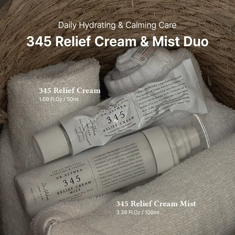345 Relief Cream & Mist Duo - Soothing Cream for Deep Hydration and Moisture Balance