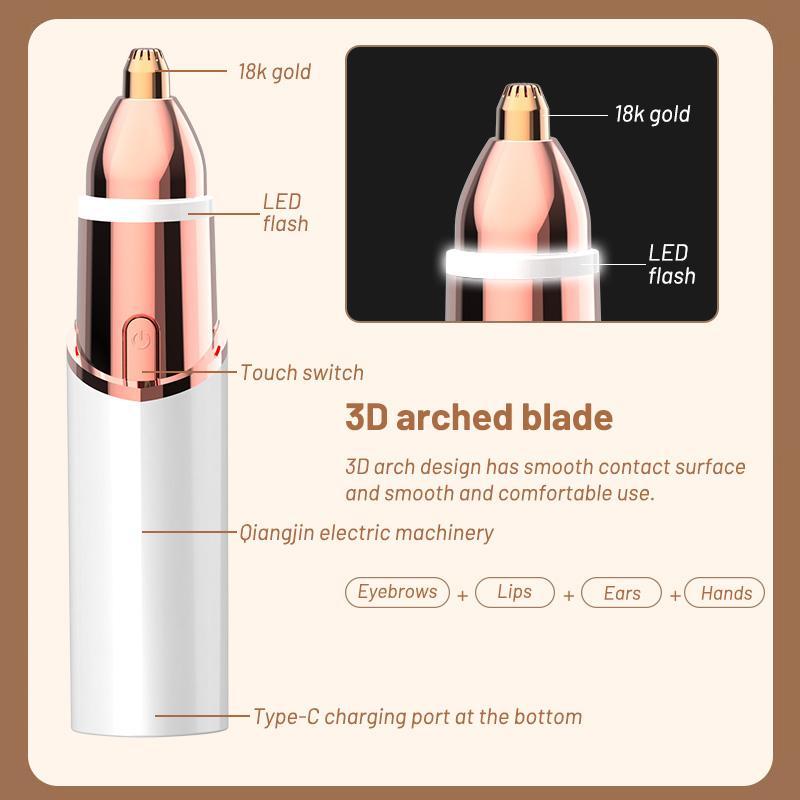 2-in-1 Electric Facial Hair Remover and Precision Eyebrow Trimmer