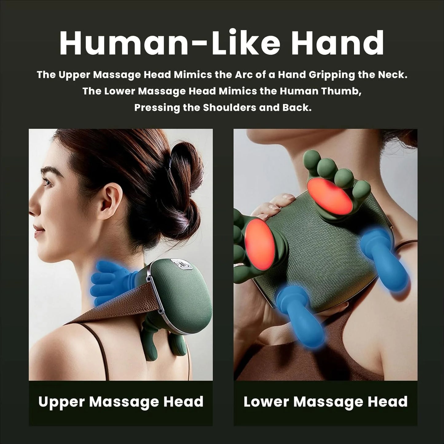 Bionic Heated Massager with 4D Deep Tissue Kneading and Soothing Heat