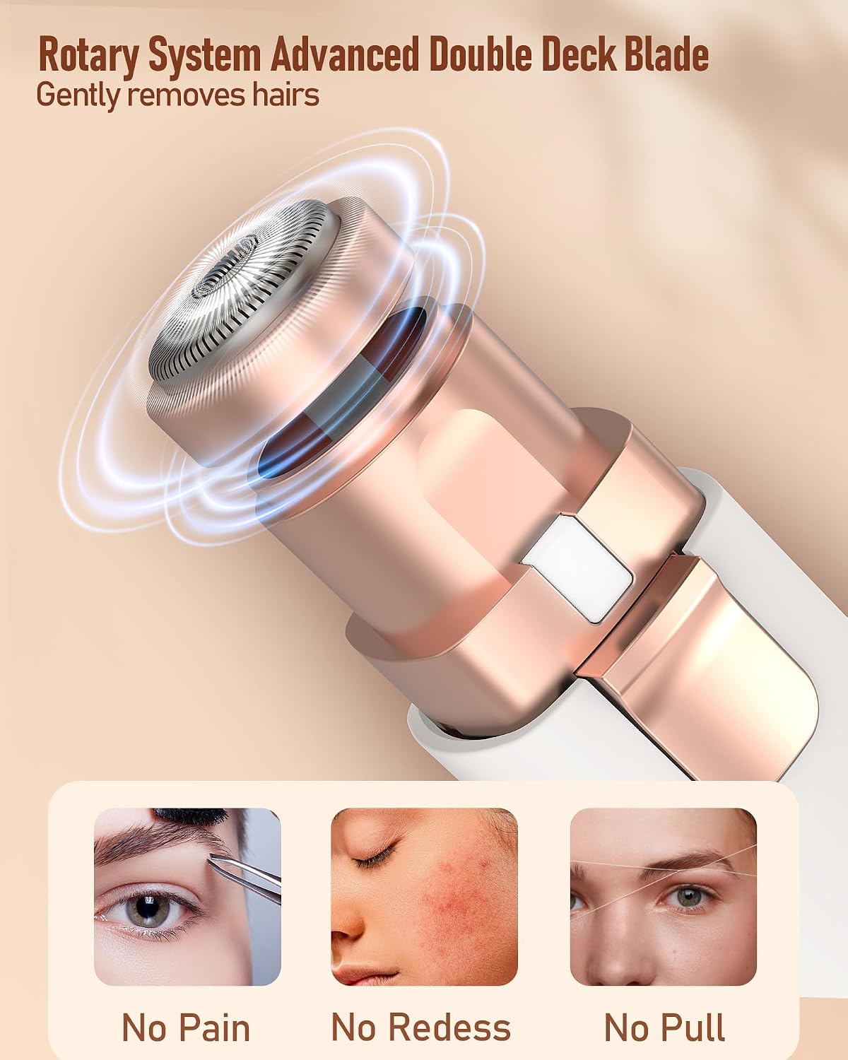 2-in-1 Rechargeable Facial Hair Remover & Eyebrow Trimmer with LED Light