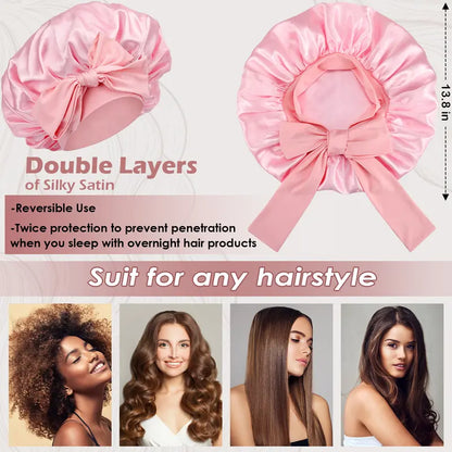 Women's Curly Hair Kit - 65in Soft Velvet Heatless Curler with Satin Sleep Bonnet