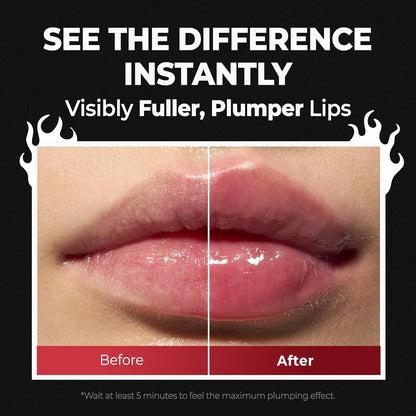 Spicy Lip Plumper - Maximum Extra Strength Volumizer Serum, Clear Glass-like High-Shine Gloss