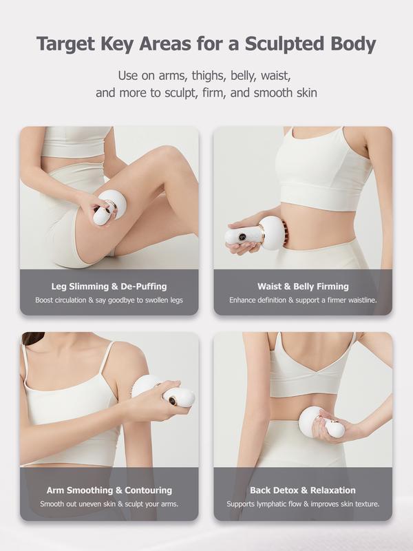 Handheld Body Massager for Legs & Belly - Lymphatic Drainage & Anti Cellulite Tool with Heat