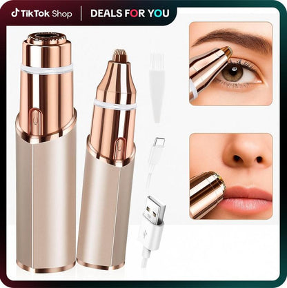 2-in-1 Electric Eyebrow Trimmer and Facial Hair Remover for Women, Portable Lip and Body Shaver
