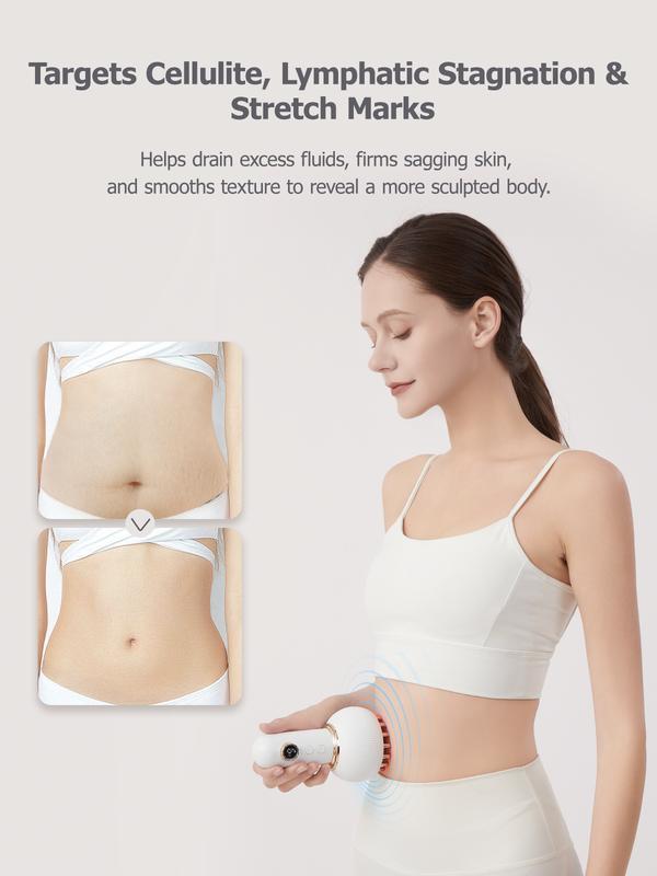 Handheld Body Massager for Legs & Belly - Lymphatic Drainage & Anti Cellulite Tool with Heat
