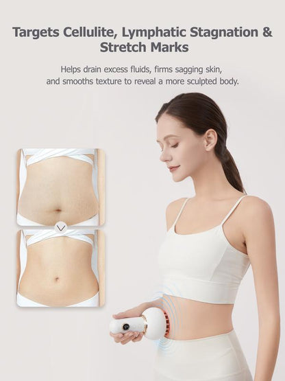 Handheld Body Massager for Legs & Belly - Lymphatic Drainage & Anti Cellulite Tool with Heat