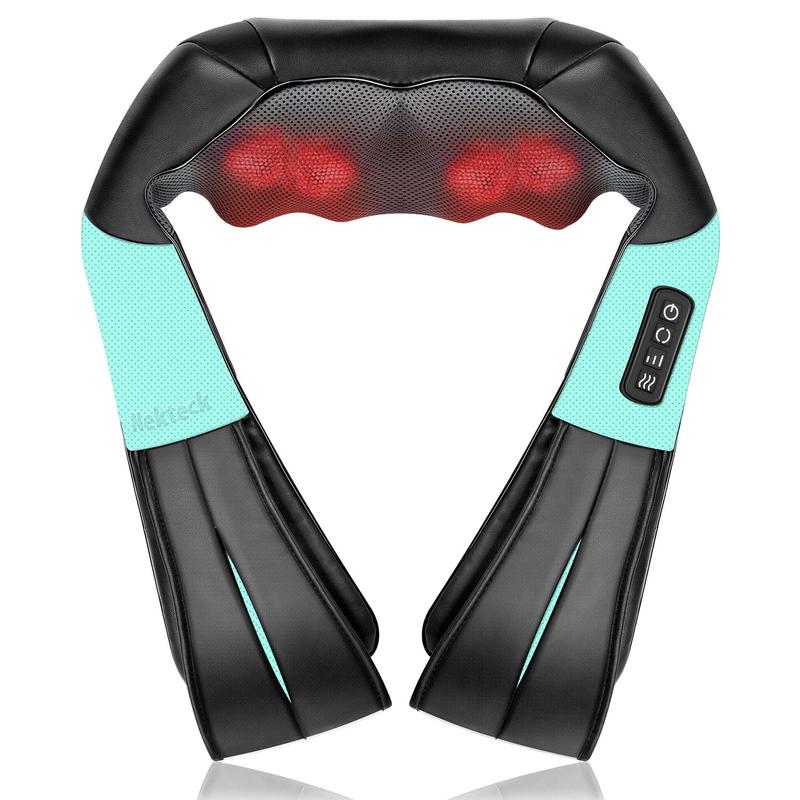 Ergonomic Shiatsu Neck and Back Massager with Soothing Heat and 8 Deep-Kneading Nodes