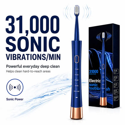 Adults' Type-C Rechargeable Electric Toothbrush with 8 Brush Heads, 5 Modes & Timer