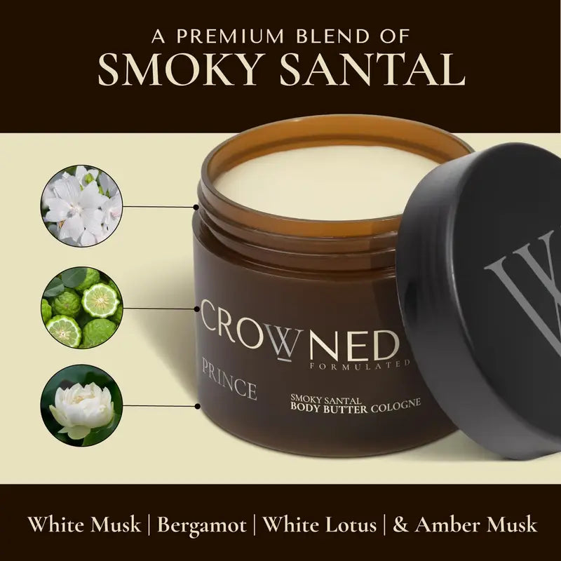 Smoky Santal Body Butter - 100G Organic Shea and Jojoba Blend for Deep Hydration