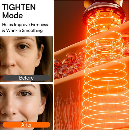 3-in-1 Red Light Therapy for Face and Neck, Skin Firming and Puffiness Skincare Tool (White)