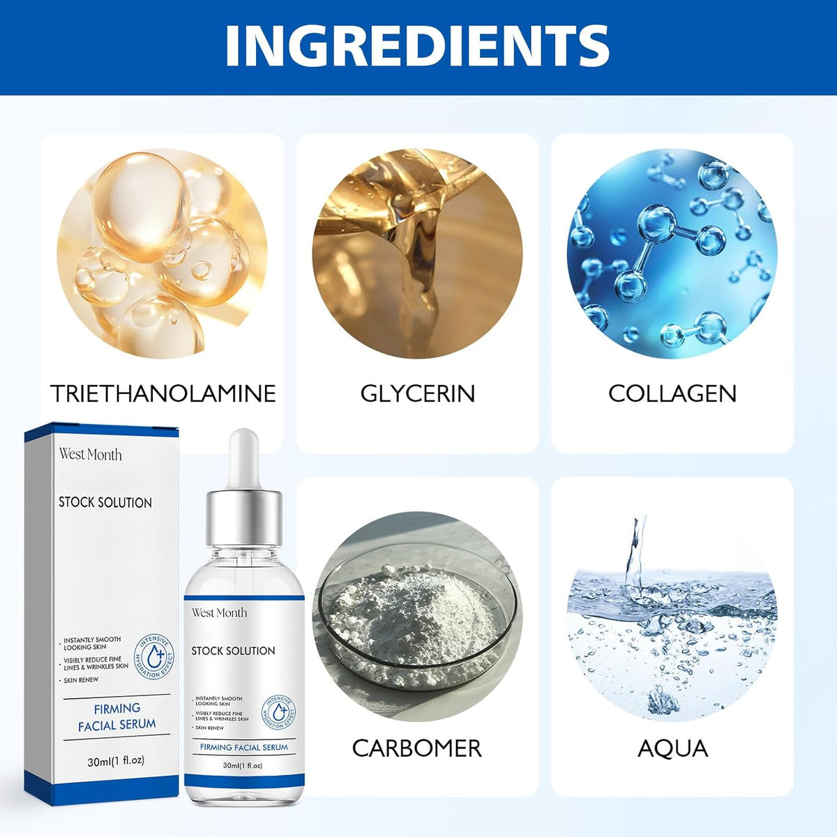 Firming Facial Serum - Deep Wrinkle Repair and Skin-Smoothing Stock Solution for All Skin Types