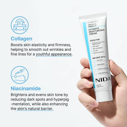 Youthful Formula Ultimate Moisturizing Cream (100mL) with Collagen, Niacinamide, and Hyaluronic Acid