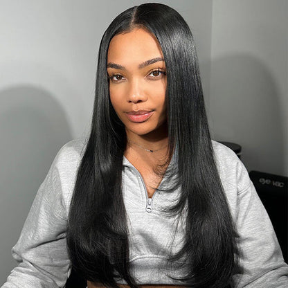 Sleek Straight Pre-cut 7x5 HD Lace Wear Go Glueless Wig with Bleached Invisible Knots