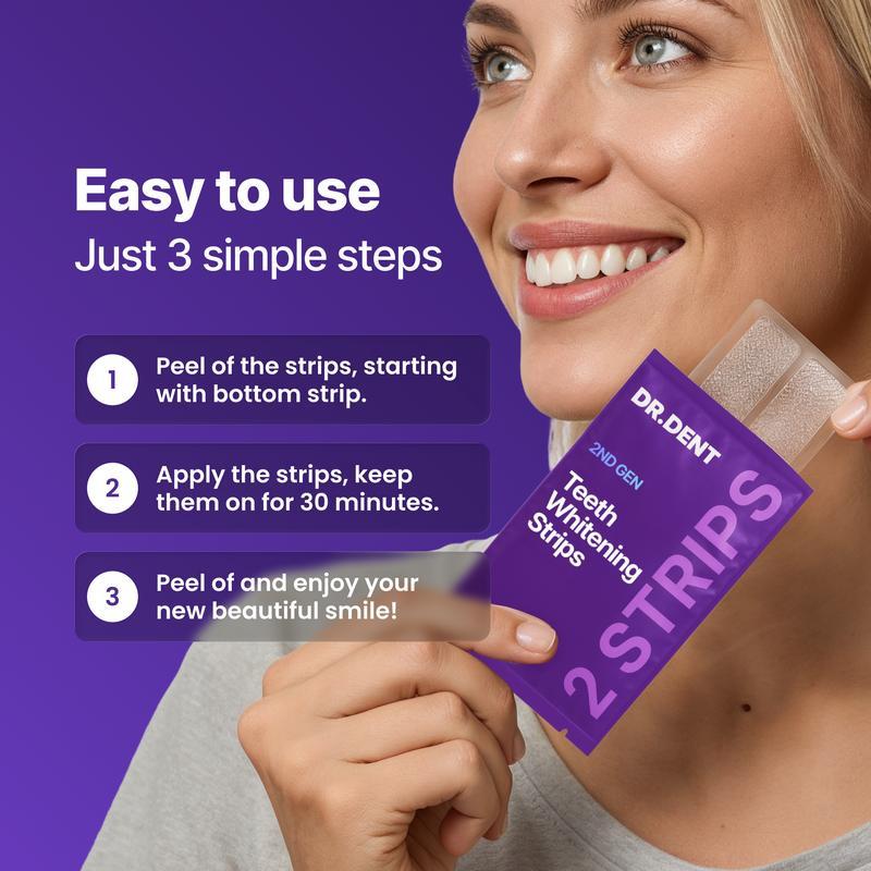 Purple Teeth Whitening Strips - 7/21 Sessions - Enamel Safe & Peroxide-Free for Sensitive Teeth