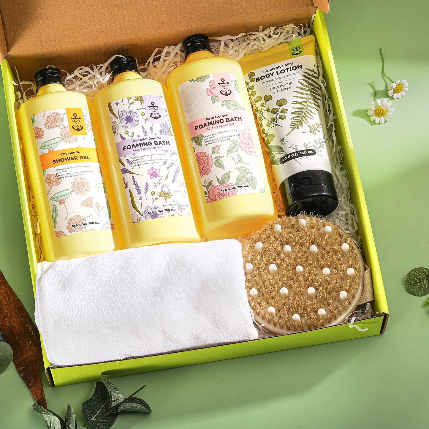 Spa Gifts Baskets for Women, Bubble Bath Gift Set for Women Relaxing, Lavender Rose Chamomile Eucalyptus Scented, Self Care Gifts Package for Women Females, Christmas Gifts for Women