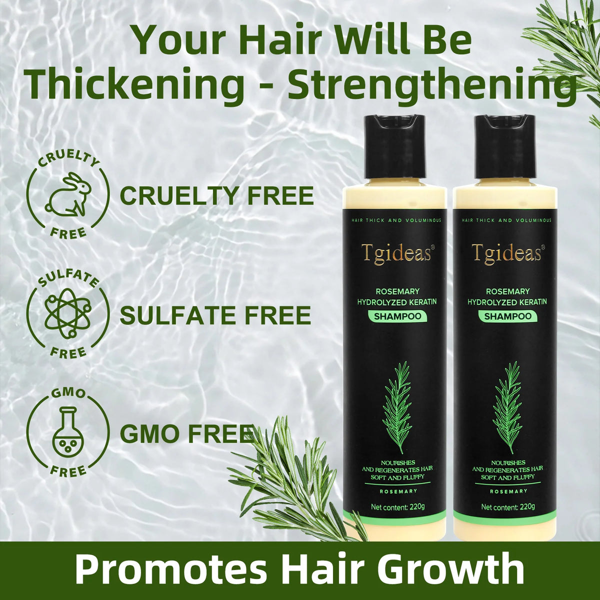 Rosemary Shampoo for Hair Growth and Anti-Dandruff Scalp Treatment - Natural Nourishing Formula