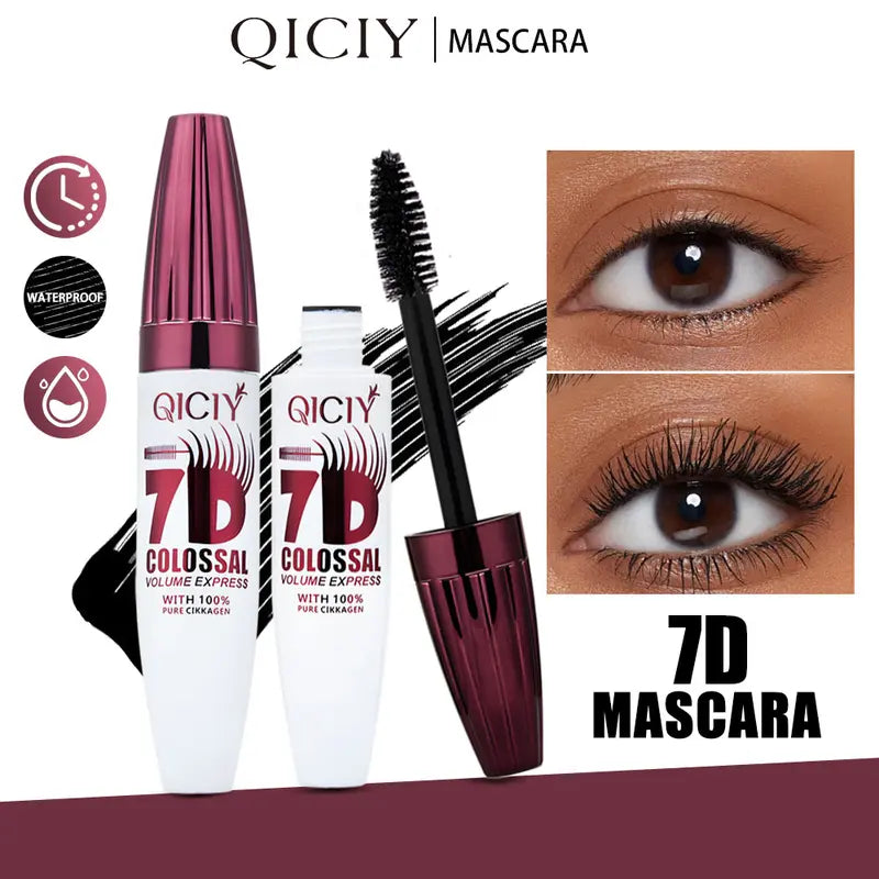 7D Waterproof Mascara - 24H Long Lasting Volume & Curl, Smudge-Proof Lift