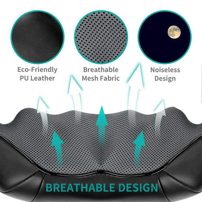 Ergonomic Shiatsu Neck and Back Massager with Soothing Heat and 8 Deep-Kneading Nodes