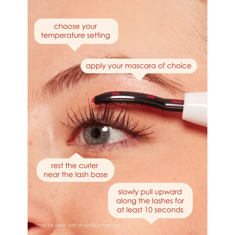 Heated Eyelash Curler - 30 Second Lash Lift After Mascara Rechargeable Gentle Heat Tool