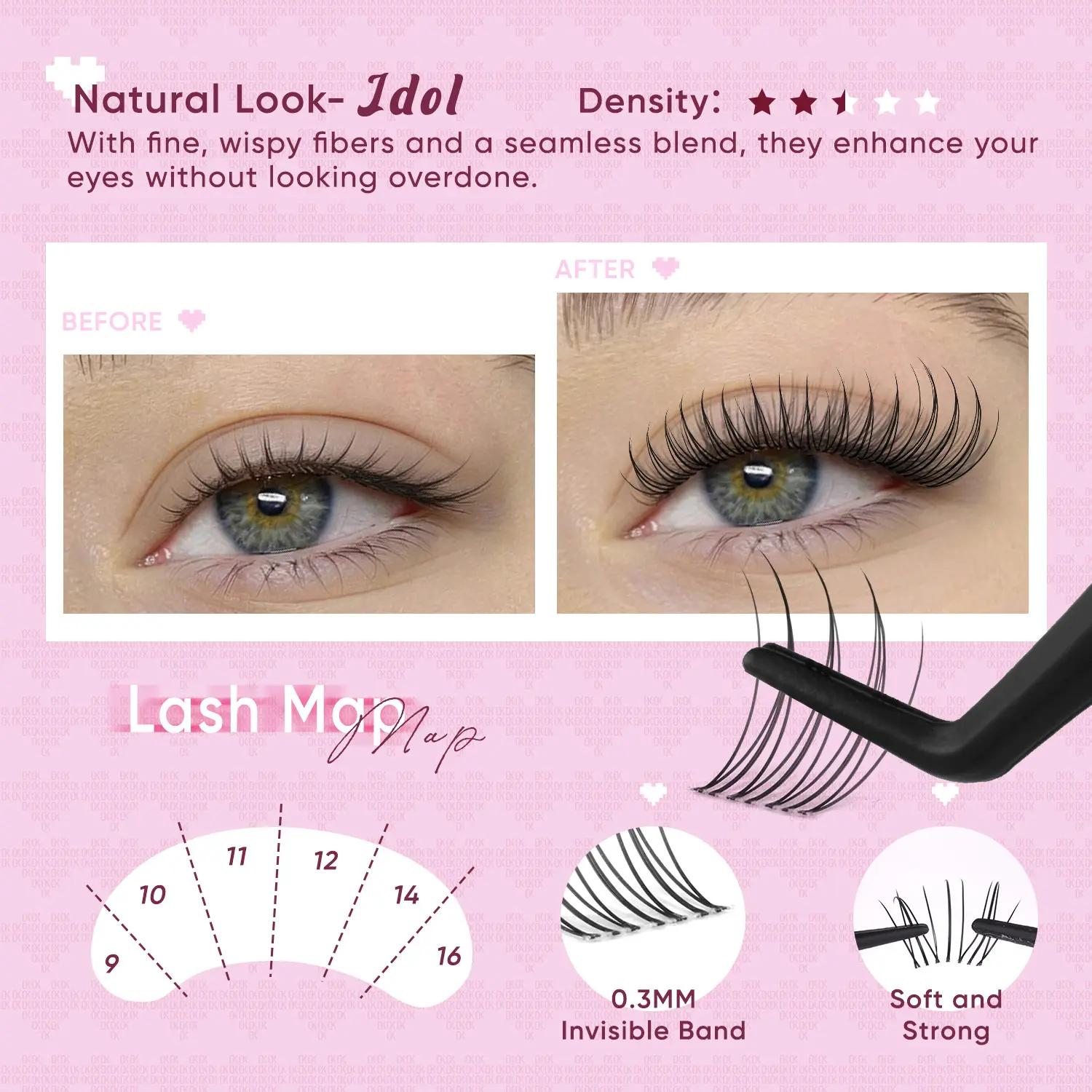 Premium Brown Lash Clusters Kit - D Curl Wispy DIY Eyelash Extensions