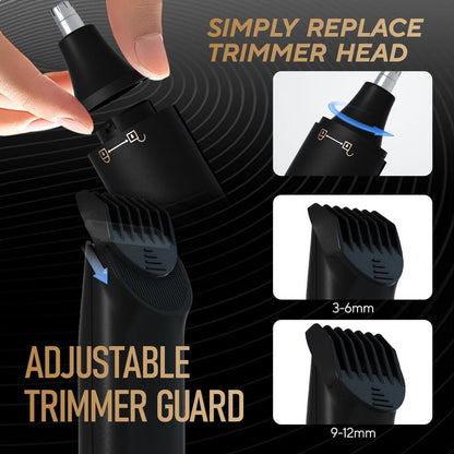 Electric Groin and Body Hair Trimmer with Dual Heads and Ceramic Blades