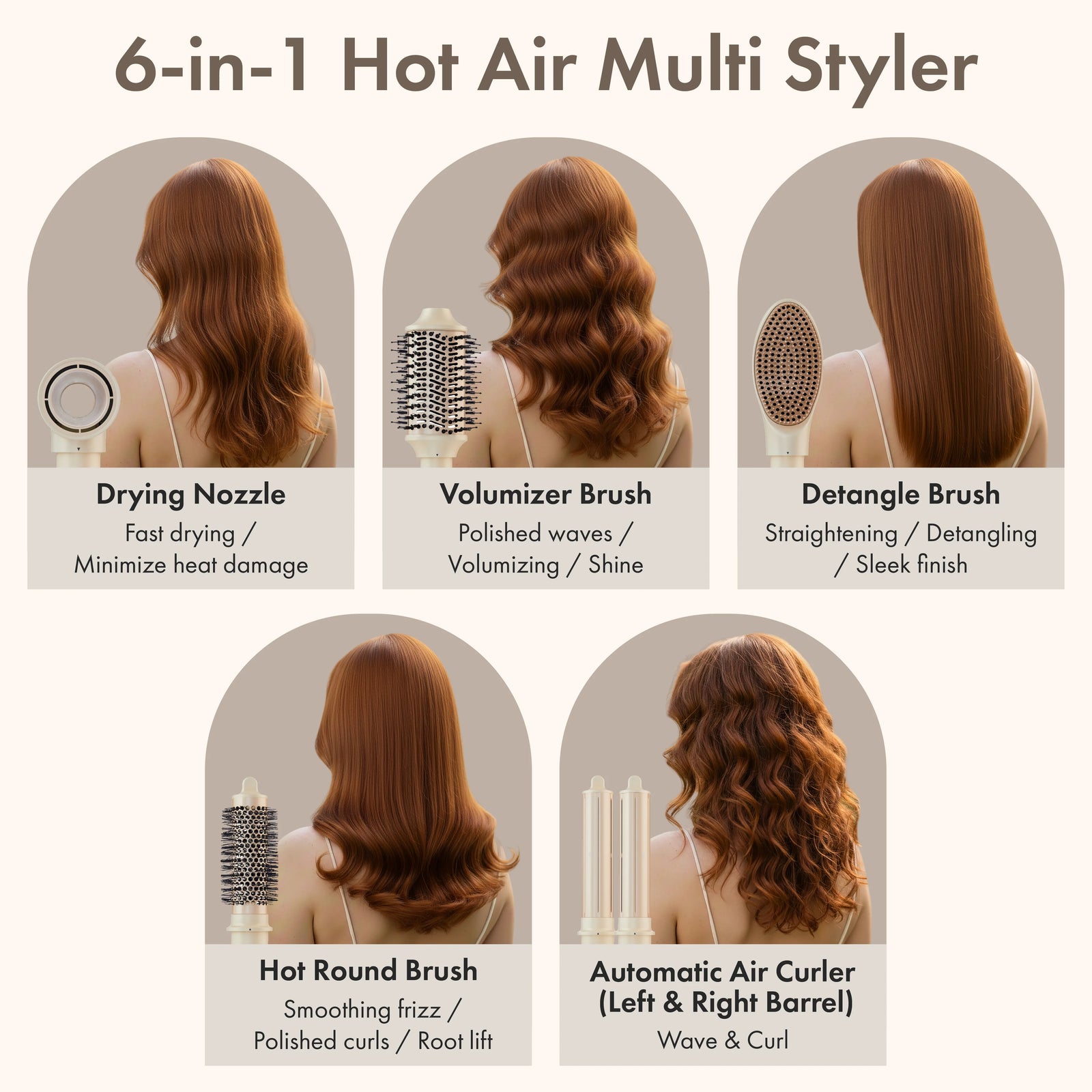 6-in-1 Hot Air Multi-Styler & Auto-Wrap Curler Set with Luxury Case, Frizz-Free Blowout Brush