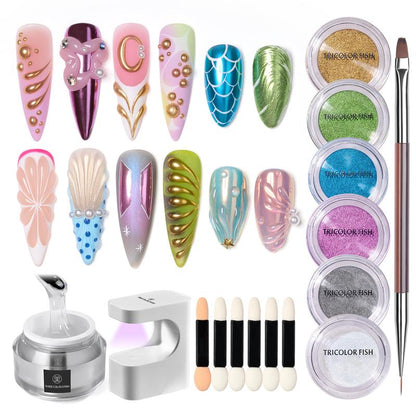 Black 3D Nail Gel 4-in-1, 35g Strong Adhesive and Top Coat for Nail Art