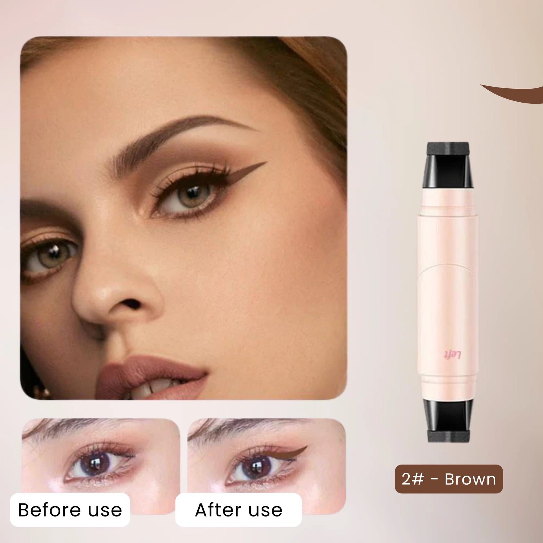 Precision Eyeliner Stamp Pen - Dual-Ended Waterproof Liquid Liner for Perfect Wings