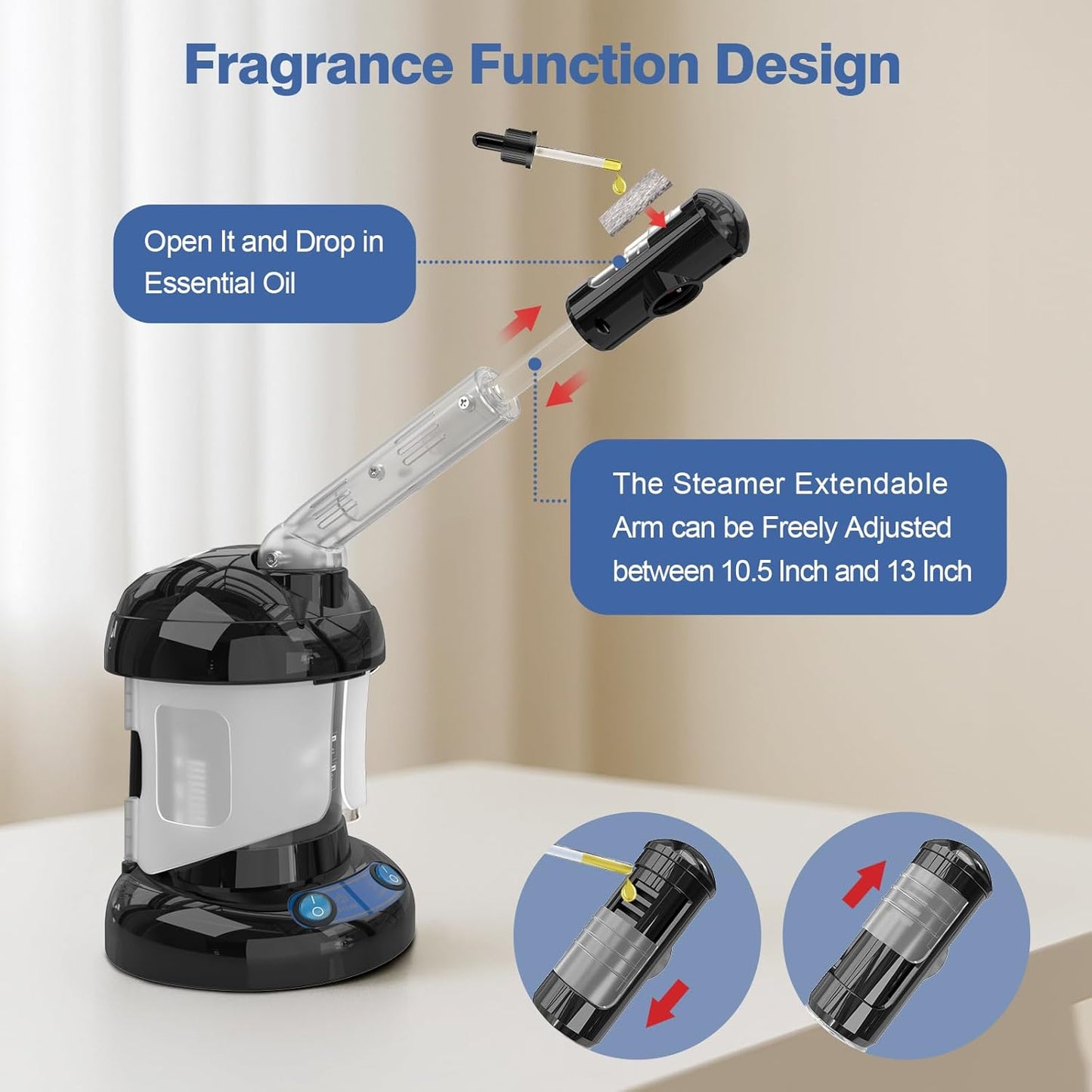 2 in 1 Ozone Facial and Hair Steamer for Personal Care at Home or Salon