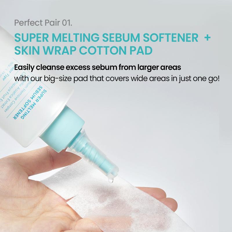 Super Melting Sebum Softener 5.29 fl oz with 40 Skin Wrap Cotton Pads for Deep Pore Cleansing