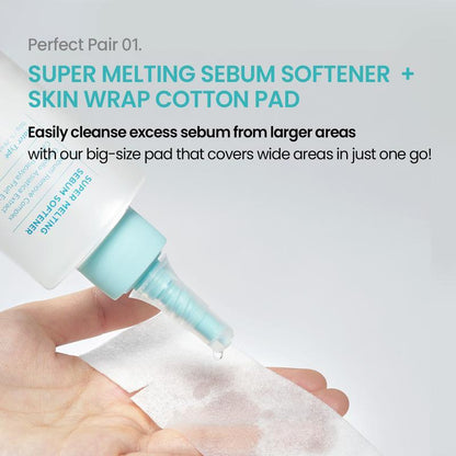 Super Melting Sebum Softener 5.29 fl oz with 40 Skin Wrap Cotton Pads for Deep Pore Cleansing