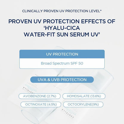 Hyalu-Cica Water-Fit Sun Serum UV 50ml - Lightweight Korean Sunscreen for Sensitive Skin