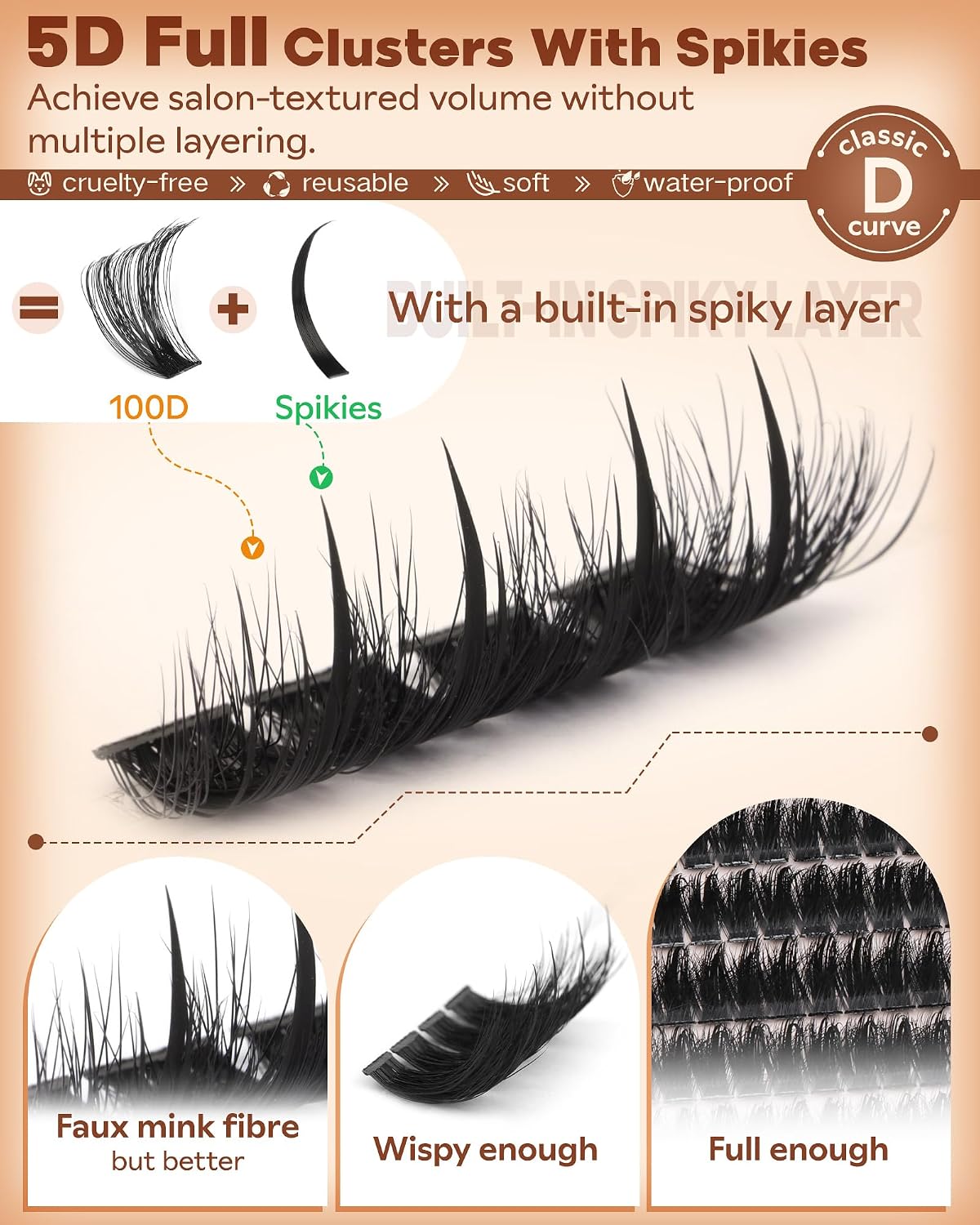 Manga Lash Clusters With Spikes Wispy Eyelash Extensions Fluffy Anime Individual Lashes (D Curve 12-18mm 204pcs)