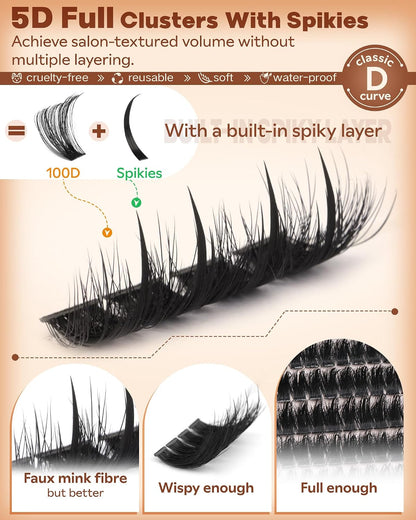Goddvenus Manga Lash Clusters With Spikes Wispy Cluster Eyelash Extensions Fluffy Anime Eyelashes Clusters Reusable Faux Mink Fairy Individual Lash Extension (D Curve 12-18mm 204 pieces)