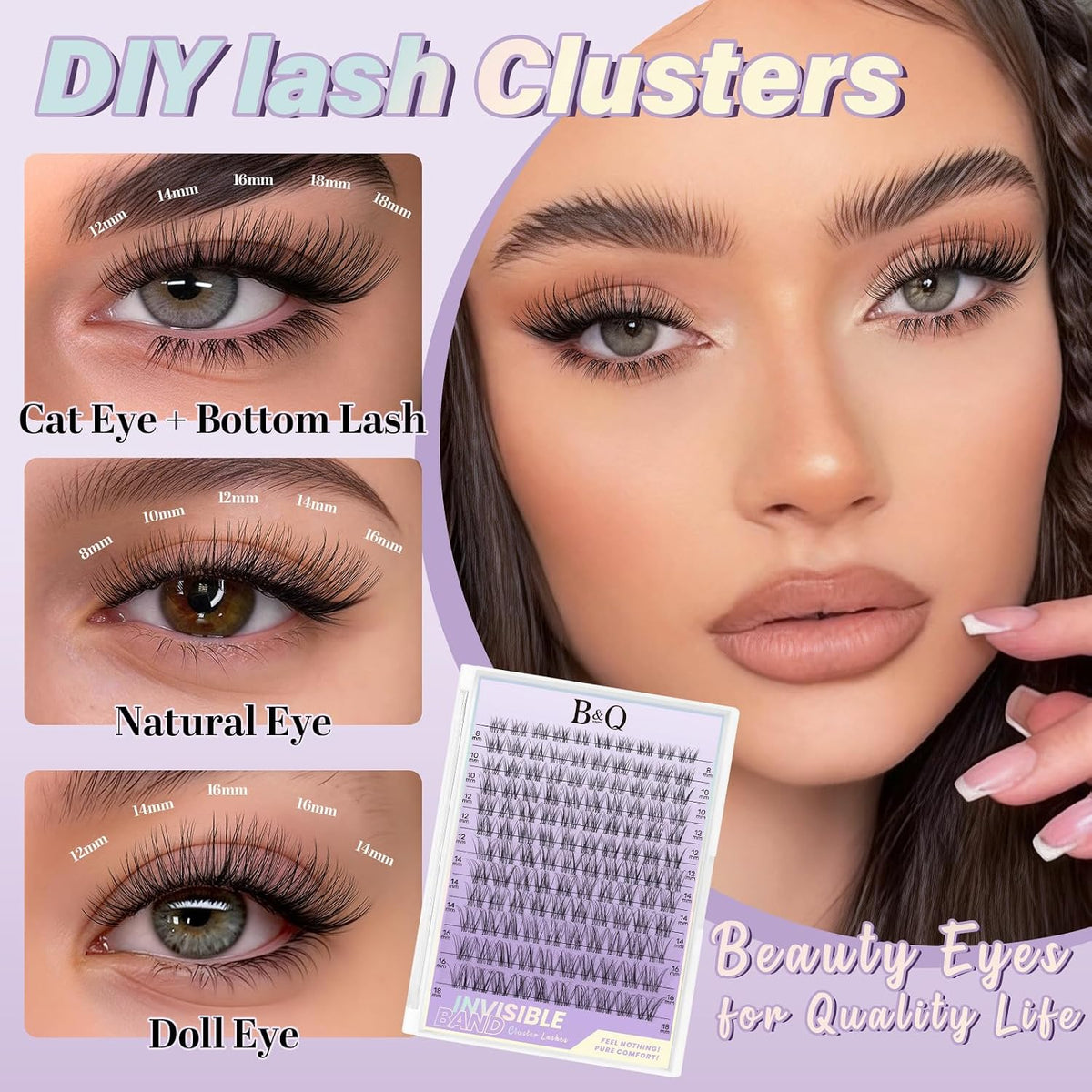 Natural Eyelash Clusters Kit - DIY Lash Extension Kit at Home with C-Curl Wispy Clusters