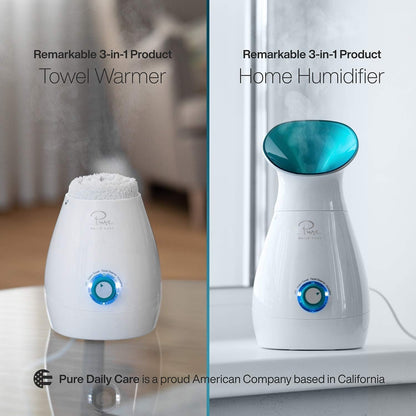 3-in-1 Nano Ionic Facial Steamer with Precise Temp Control and 5-Piece Skin Kit - Teal
