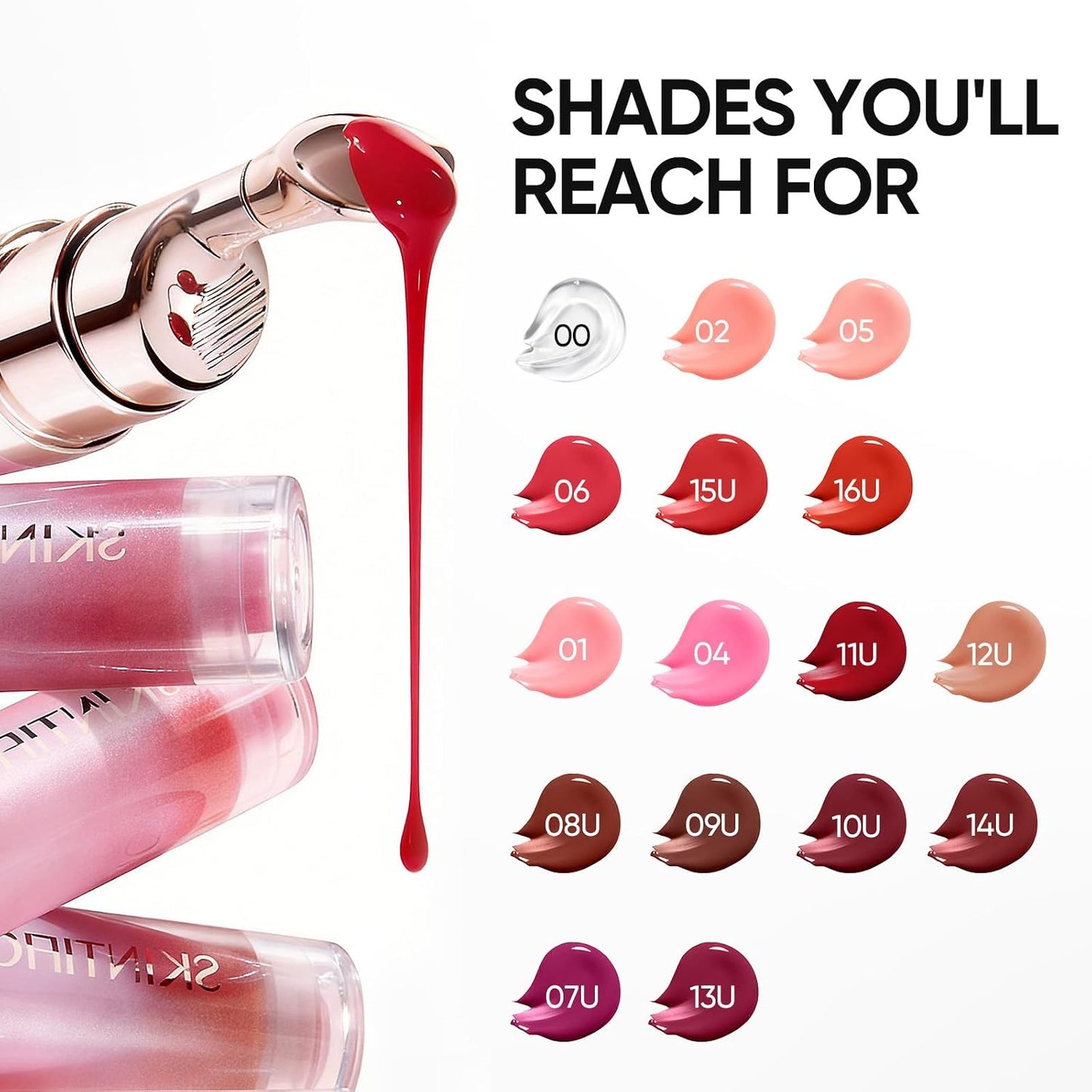 Brightening Lip Serum, Hydrating & Plumping Tinted Lip Gloss with Peptide and Squalane (01 Baby Pink)