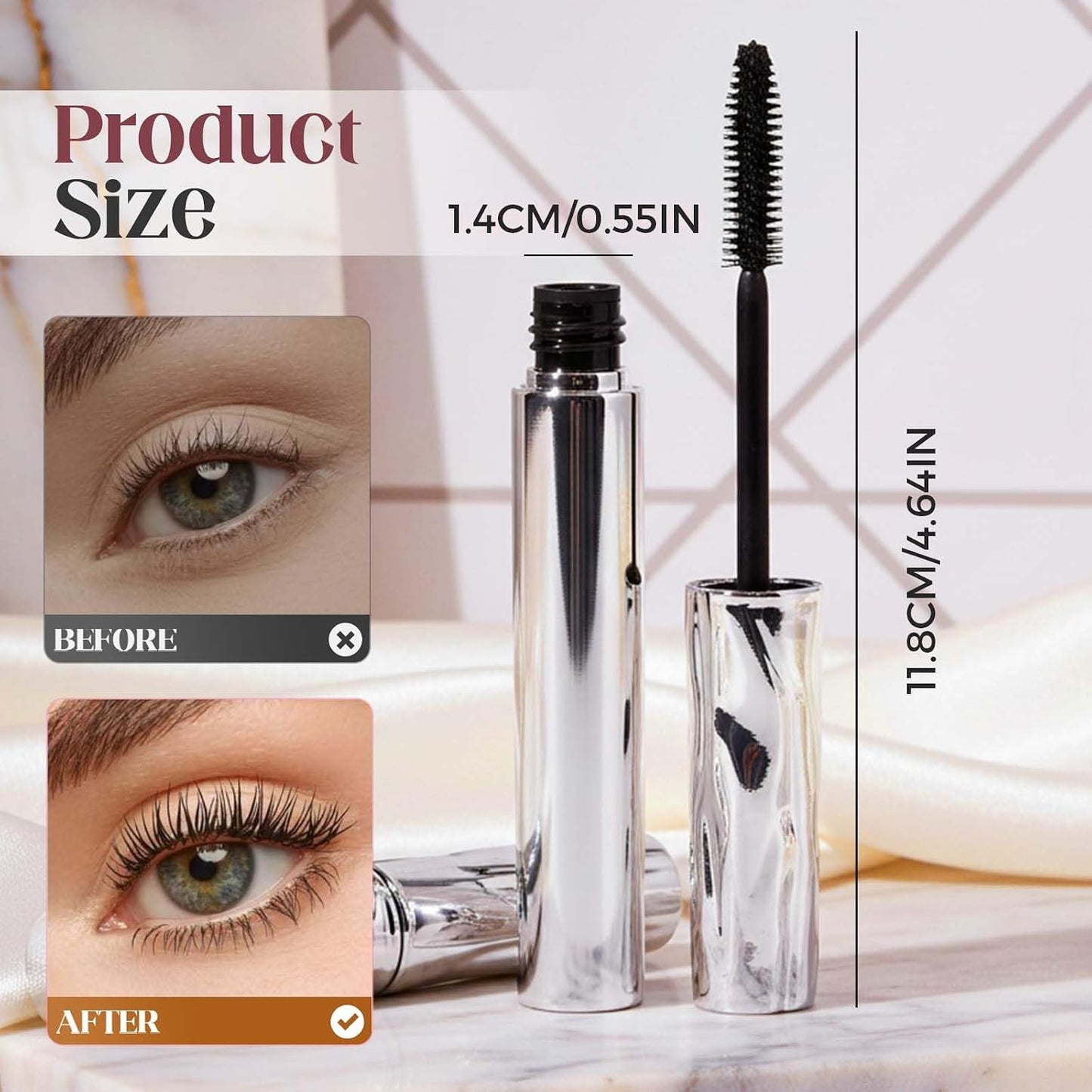 Mascara for Older Women 60 Plus, Volume and Length for Thinning Lashes, Waterproof Black