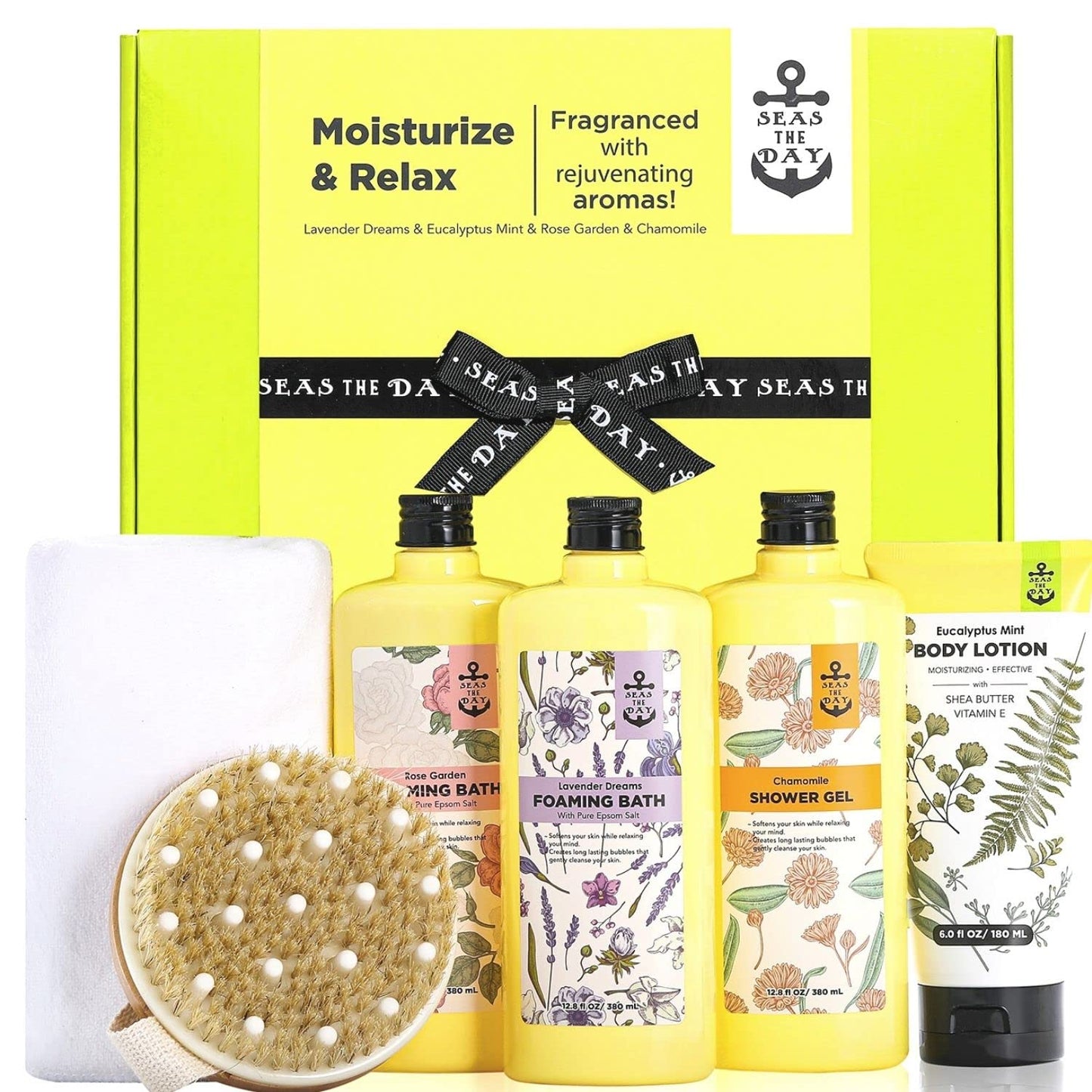 Spa Gifts Baskets for Women, Bubble Bath Gift Set for Women Relaxing, Lavender Rose Chamomile Eucalyptus Scented, Self Care Gifts Package for Women Females, Christmas Gifts for Women