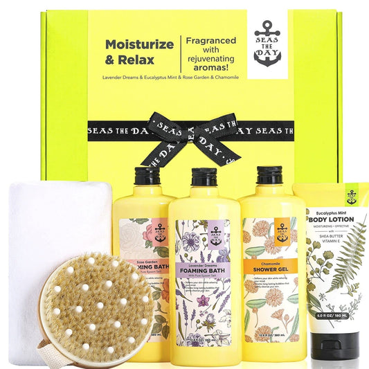 Spa Gifts Baskets for Women, Bubble Bath Gift Set for Women Relaxing, Lavender Rose Chamomile Eucalyptus Scented, Self Care Gifts Package for Women Females, Christmas Gifts for Women